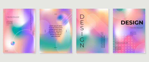 Fluid gradient background vector. Cute and minimalist style posters, Photo frame cover with pastel colorful geometric shapes and liquid color. Modern wallpaper design for social media, idol poster.