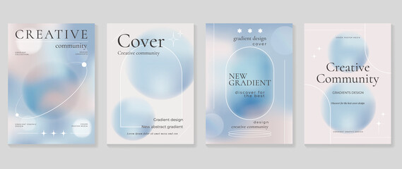 fluid gradient background vector. cute and minimalist style posters, photo frame cover with pastel c