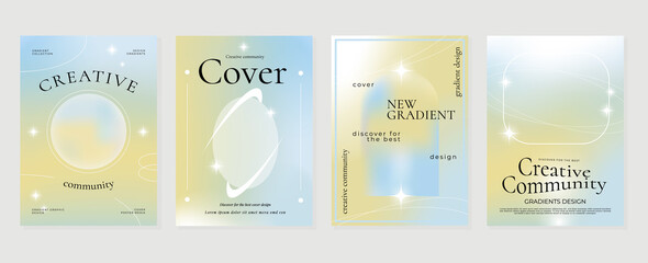 fluid gradient background vector. cute and minimalist style posters, photo frame cover with pastel c