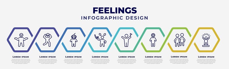 Wall Mural - vector infographic design template with icons and 8 options or steps. infographic for feelings conce