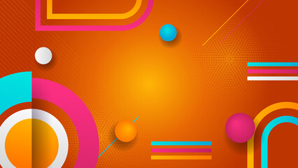 Minimal geometric orange red blue white colorful light technology background abstract design. Vector illustration abstract graphic design banner pattern presentation background web template.