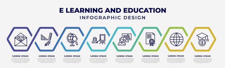 Wall Mural - vector infographic design template with icons and 8 options or steps. infographic for e learning and