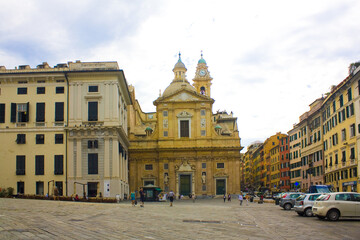 Jesus Church or Chiesa del Gesu at Piazza Matteotti in Genoa, Italy