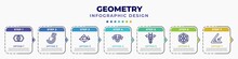 Infographic Template With Icons And 7 Options Or Steps. Infographic For Geometry Concept. Included Join, Redo, Polygonal Mountains, Polygonal Dog, Polygonal Giraffe, Hexagonal, Angle Editable