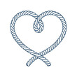 Vector rope rolled into a heart shape Isolated on white background.