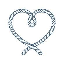 Vector Rope Rolled Into A Heart Shape Isolated On White Background.