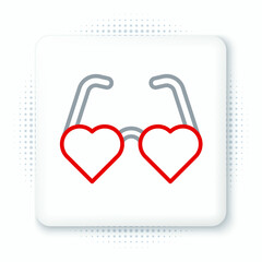 Canvas Print - Line Heart shaped love glasses icon isolated on white background. Suitable for Valentine day card design. Colorful outline concept. Vector