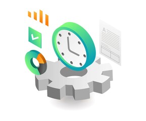 Aufkleber - Flat isometric illustration concept. business process time