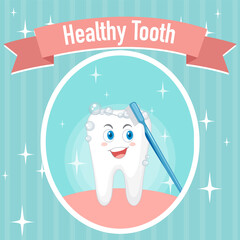 Sticker - Dental healthy teeth brushing itself poster