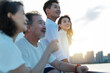 © View Stock - Happy family aboard a yacht out to sea