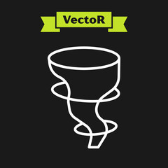 Sticker - White line Tornado icon isolated on black background. Vector