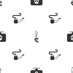 Wall Mural - Set Skull, Pirate sword and Smoking pipe on seamless pattern. Vector