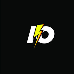 IO initial monogram logo for gaming with Gemoteric line thunder shape style design on isolated background