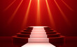 Red and white stage podium with light effect