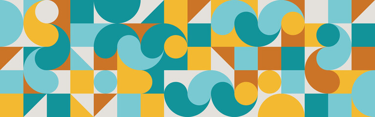 Wall Mural - seamless mosaic with geometric shapes in the style of the scandinavian pattern, pastel background wi