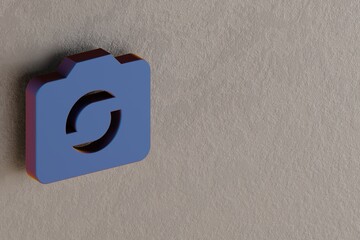 Aufkleber - Beautiful abstract illustrations Blue Camera symbol icons on a wall background. 3d rendering illustration. Background pattern for design.