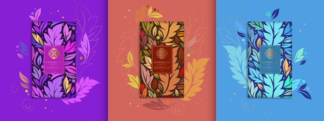 Luxury packaging design of chocolate bars. Vintage vector ornament template. Elegant, classic elements. Great for food, drink and other package types. Can be used for background and wallpaper.