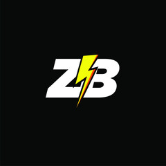 ZB initial monogram logo for gaming with Gemoteric line thunder shape style design on isolated background