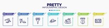 Infographic For Pretty Concept. Vector Infographic Template With Icons And 7 Option Or Steps. Included Eye Shadow Makeup, High Heel Shoe, Women Razor, Vintage Woman Hat, Cosmetic Bag, Cor, False