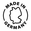 © Revolutionizzed - made in Germany black outline badge icon label isolated vector on transparent background