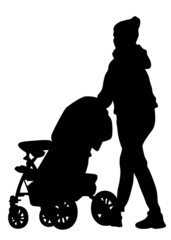 Poster - Families with little child on white background