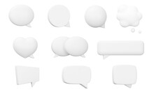 Speech Bubbles Set. Speak Bubble, Chatting Box. Isolated 3d Object On A Transparent Background