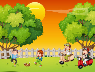 Wall Mural - Children playing outdoor park