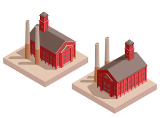 Poster - Old Industrial Buildings Isometric