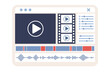 Video editing icon. Edit media content, video production concept. Timeline window in program. Vector flat illustration 