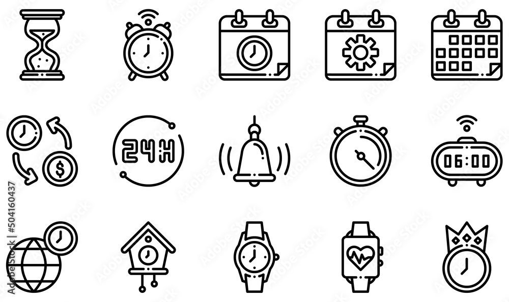Set of Vector Icons Related to Time. Contains such Icons as Hourglass ...