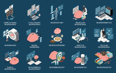 Wall Mural - Neuroscience Isometric Set