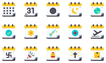 Canvas Print - Set of Vector Icons Related to Calendar And Dates. Contains such Icons as Calendar, day, time, event, schedule, administration and more.