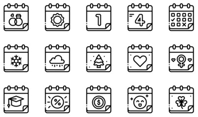 Canvas Print - Set of Vector Icons Related to Calendar And Dates. Contains such Icons as Calendar, day, time, event, schedule, administration and more.