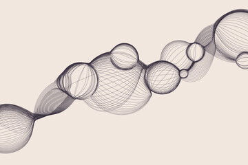 Elegant wireframe bubble wave. Grid shape background in the tech futuristic style