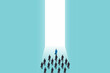 © Aan - Vector illustration, business leadership concept, manager leading team group of business people moving forward into brighter success future.