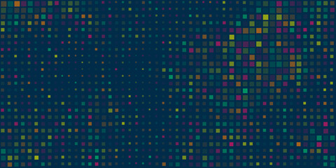 Wall Mural - abstract dark colorful 3d slighty wavy surface pattern with random sizes and colors of sqaures - geo