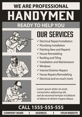 Canvas Print - Handyman services monochrome vintage poster