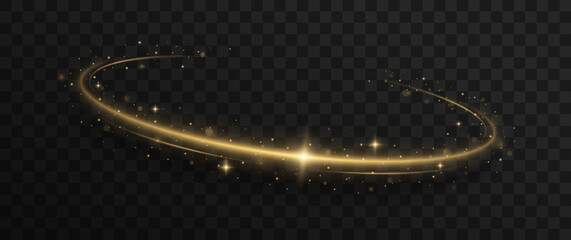 Wall Mural - golden sparkling light trail. magic light trail of glittering comet tail. shimmering golden wave wit