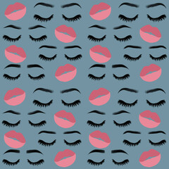 Wall Mural - lipstick, lipstick,blush,brightly painted juicy lips,eyelashes,mascara,false eyelashes,eyebrows,beauty,self-care,relaxation,cosmetics,decorative cosmetics,beauty injections,cosmetologist,cosmetology,l