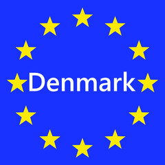 Wall Mural - flag of european union with denmark. eu flag. country border sign of the of denmark. vector illustra