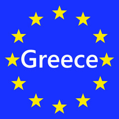 Wall Mural - flag of european union with greece. eu flag. country border sign of the of greece. vector illustrati