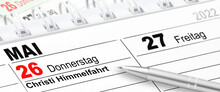 Deutscher Kalender 2022 Und Datum 26. Mai Christi Himmelfahrt