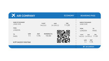 Boarding Pass Template Isolated On White Background. 
Realistic Airline Ticket. Vector Stock