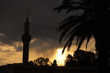 Wall Mural - mosque at sunset