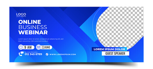 Wall Mural - Business webinar invitation horizontal banner design template