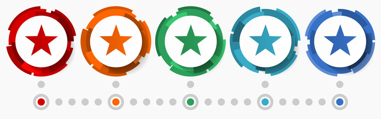 Aufkleber - Star concept vector icon set, modern design abstract web buttons i n 5 color options, infographic template