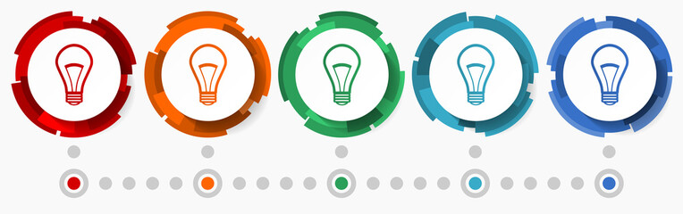 Poster - Bulb, electricity concept vector icon set, modern design abstract web buttons i n 5 color options, infographic template