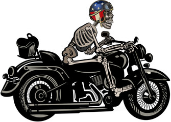 Wall Mural - Vintage Biker Skull Emblem. Motorcycle club