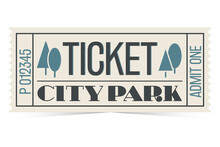 City Park Entrance Ticket Template In Retro Style