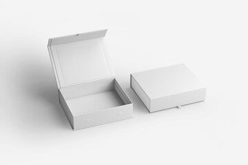 blank folding box with magnet closure for branding isolated on white background. 3d rendering. mock-